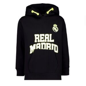 NWT Real Madrid Kids Black Hoodie with Yellow Accents